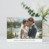 Moderne Waterverf berglandschap bruiloft foto Bedankkaart (Staand voorkant)