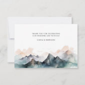 Moderne Waterverf berglandschap bruiloft foto Bedankkaart (Achterkant)