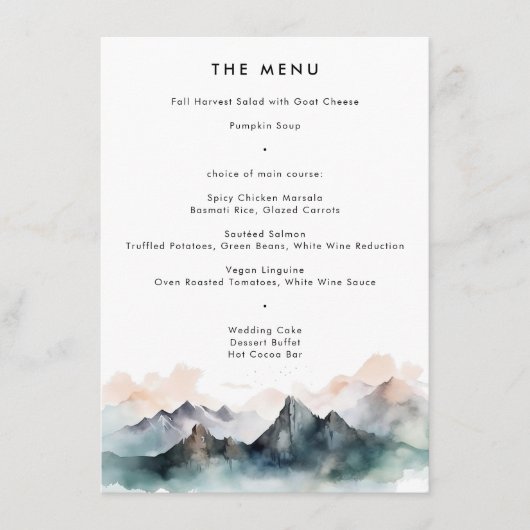 Moderne Waterverf Berglandschap Menu (Voorkant)