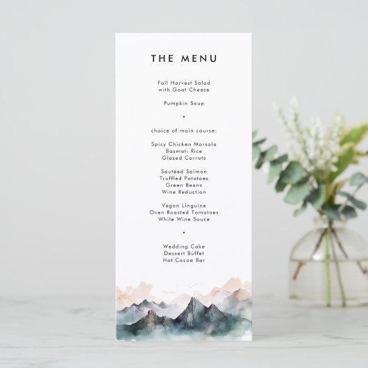 Moderne Waterverf Berglandschap Menu (Staand voorkant)