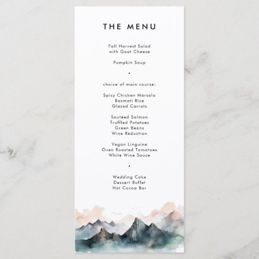 Moderne Waterverf Berglandschap Menu (Voorkant)