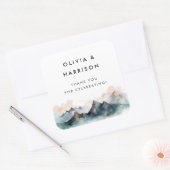 Moderne Waterverf Berglandschap Vierkante Sticker (Envelop)