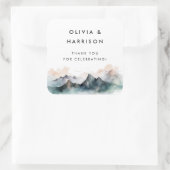 Moderne Waterverf Berglandschap Vierkante Sticker (Tas)