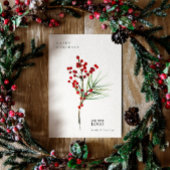 Moderne Waterverf Berry Fir Corporate Kerstmis Kaart