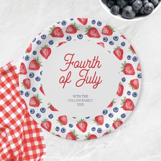 Moderne Waterverf bessen 4 juli Summer Party Papieren Bordje