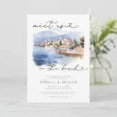 Moderne Waterverf Bestemming Bruiloft Kaart (Staand voorkant)