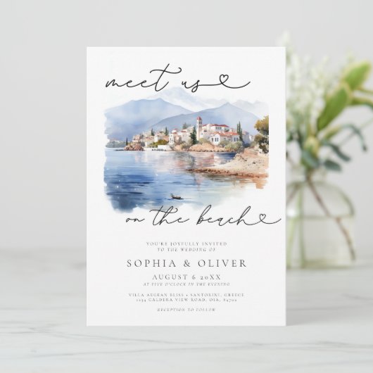 Moderne Waterverf Bestemming Bruiloft Kaart (Staand voorkant)