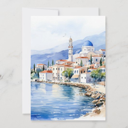 Moderne Waterverf Bestemming Bruiloft Kaart (Achterkant)