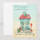 Moderne Waterverf Bird House Script Holiday Card Feestdagenkaart (Voorkant / Achterkant)