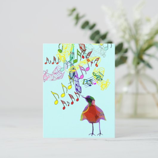 Moderne Waterverf Bird Singing Briefkaart (Staand voorkant)