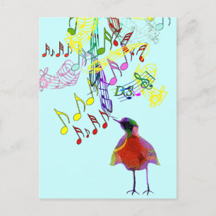 Moderne Waterverf Bird Singing Briefkaart