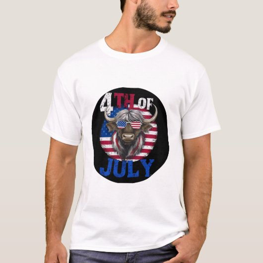 Moderne waterverf bizon 4 juli onafhankelijkheidsd t-shirt (Voorkant)