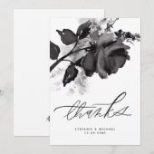 Moderne Waterverf Black Roos Wedding Bedankkaart (Voorkant / Achterkant)