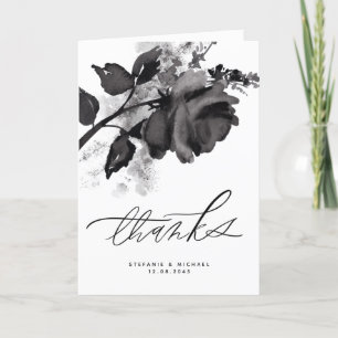 Moderne Waterverf Black Roos Wedding Bedankkaart