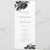 Moderne Waterverf Black Roos Wedding Ceremony Programmakaart (Voorkant)