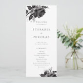 Moderne Waterverf Black Roos Wedding Ceremony Programmakaart (Staand voorkant)