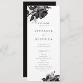 Moderne Waterverf Black Roos Wedding Ceremony Programmakaart (Voorkant / Achterkant)