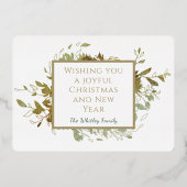 Moderne Waterverf Bladeren Eenvoudig Folie Feestdagenkaart (Achterkant)