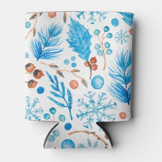 Moderne Waterverf bladeren en bessen Blikjeskoeler (Voorkant)