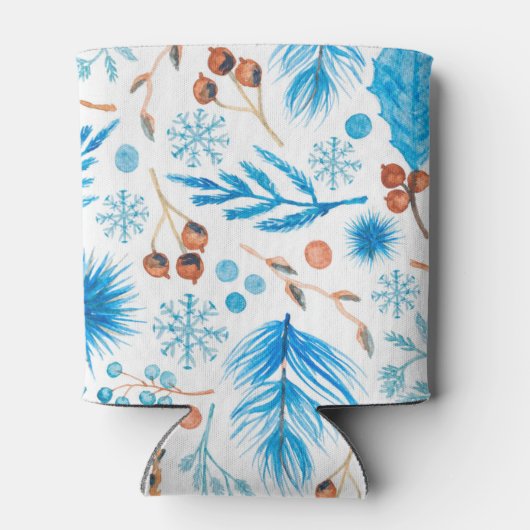 Moderne Waterverf bladeren en bessen Blikjeskoeler (Achterkant)