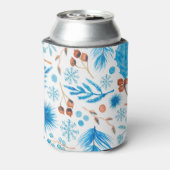 Moderne Waterverf bladeren en bessen Blikjeskoeler (Blikje Achterkant)