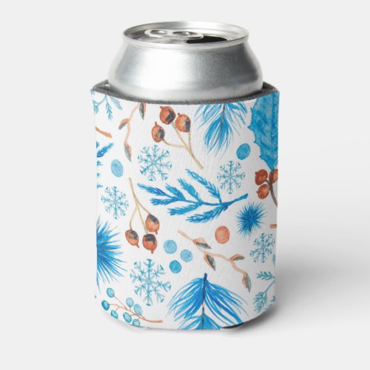 Moderne Waterverf bladeren en bessen Blikjeskoeler (Blikje Achterkant)