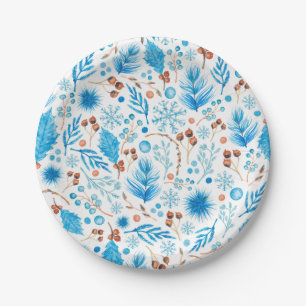 Moderne Waterverf bladeren en bessen Papieren Bordje