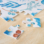 Moderne waterverf bladeren en bessen voor winter legpuzzel (Zijkant)