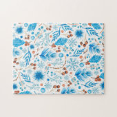 Moderne waterverf bladeren en bessen voor winter legpuzzel (Horizontaal)