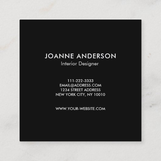 Moderne waterverf blauw blauwgroen blauw op zwart vierkante visitekaartje (Achterkant)