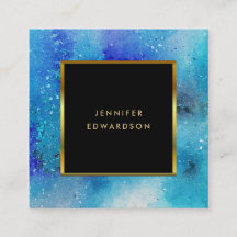 Moderne waterverf blauw blauwgroen goudgoud lijst