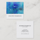 Moderne waterverf blauw blauwgroen splaatstprofess vierkante visitekaartje (Voorkant / Achterkant)