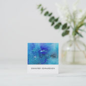 Moderne waterverf blauw blauwgroen splaatstprofess vierkante visitekaartje (Staand voorkant)