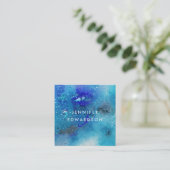 Moderne waterverf blauw blauwgroen splatter profes vierkante visitekaartje (Staand voorkant)