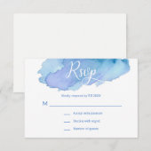Moderne Waterverf Blauw Blauwgroen Turquoise RSVP  (Voorkant / Achterkant)