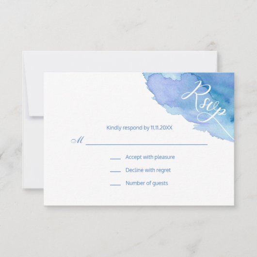 Moderne Waterverf Blauw Blauwgroen Turquoise RSVP  (Voorkant)