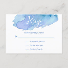 Moderne Waterverf Blauw Blauwgroen Turquoise RSVP  Kaartje