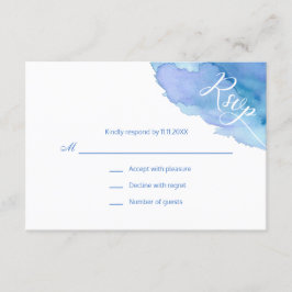 Moderne Waterverf Blauw Blauwgroen Turquoise RSVP  Kaartje