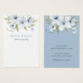 Moderne waterverf blauw bloemenoorbel display kaar visitekaartje (Voorkant /achterkant)