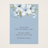 Moderne waterverf blauw bloemenoorbel display kaar visitekaartje (Achterkant)