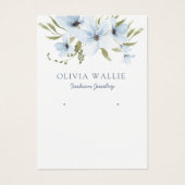 Moderne waterverf blauw bloemenoorbel display kaar visitekaartje (Voorkant)