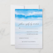 moderne waterverf blauw bruiloft RSVP kaarten (Voorkant)