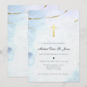 Moderne Waterverf | Blauw- en goudblauw Kaart (Voorkant / Achterkant)