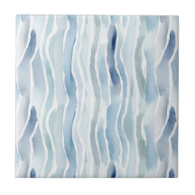 Moderne waterverf blauw en wit streeppatroon