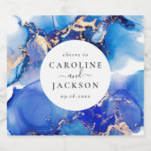 Moderne Waterverf Blauw Gouden Bruiloft Bier Etiket (Enkel label)