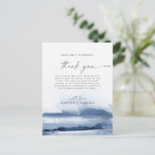 Moderne Waterverf | Blauw Hartelijk dank, Kaart vo (Staand voorkant)