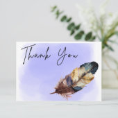 Moderne Waterverf | Blauw Hartelijk dank, veer Bedankkaart (Staand voorkant)