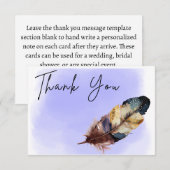 Moderne Waterverf | Blauw Hartelijk dank, veer Bedankkaart (Voorkant / Achterkant)