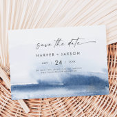 Moderne Waterverf | Blauw horizontaal sparen de da Save The Date