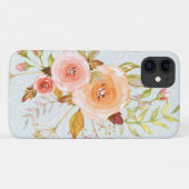 Moderne Waterverf Blauw in roze Roos Case-Mate iPhone Case (Achterkant (horizontaal))